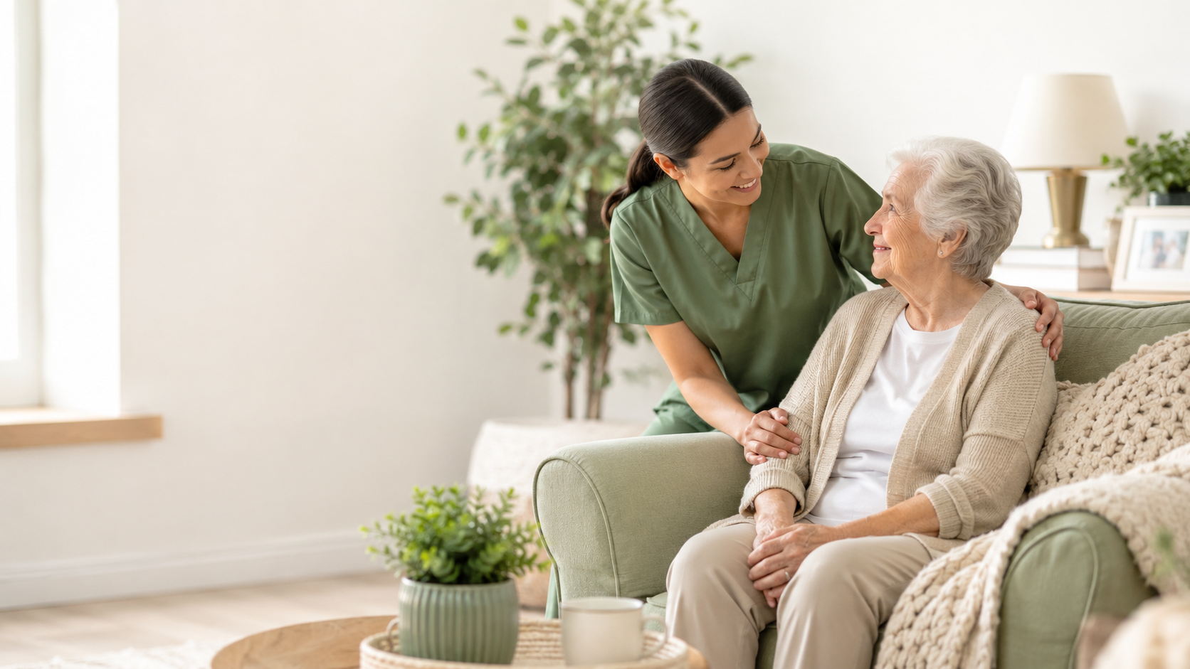 LumeraCare caregiver with resident